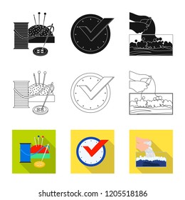 Isolated object of laundry and clean sign. Collection of laundry and clothes stock vector illustration.