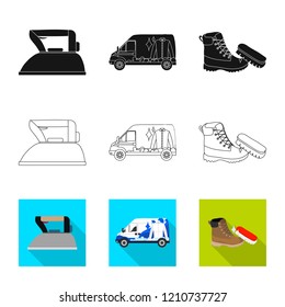 Isolated object of laundry and clean sign. Set of laundry and clothes stock symbol for web.