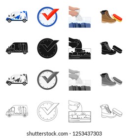 Isolated object of laundry and clean sign. Set of laundry and clothes stock vector illustration.