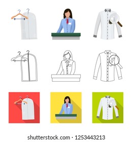 Isolated object of laundry and clean sign. Collection of laundry and clothes stock symbol for web.