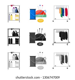 Isolated object of laundry and clean sign. Collection of laundry and clothes vector icon for stock.