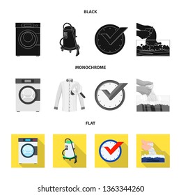 Isolated object of laundry and clean sign. Set of laundry and clothes stock symbol for web.