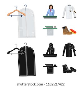 Isolated object of laundry and clean symbol. Set of laundry and clothes stock symbol for web.