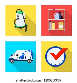 Isolated object of laundry and clean symbol. Collection of laundry and clothes stock vector illustration.