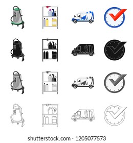 Isolated object of laundry and clean symbol. Set of laundry and clothes vector icon for stock.
