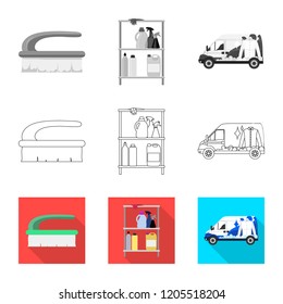 Isolated object of laundry and clean symbol. Set of laundry and clothes vector icon for stock.