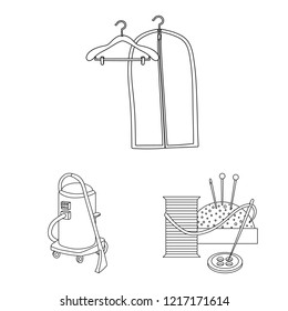 Isolated object of laundry and clean symbol. Collection of laundry and clothes stock vector illustration.