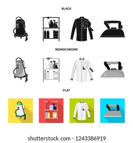 Isolated object of laundry and clean symbol. Collection of laundry and clothes stock vector illustration.