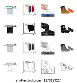 Isolated object of laundry and clean symbol. Set of laundry and clothes vector icon for stock.
