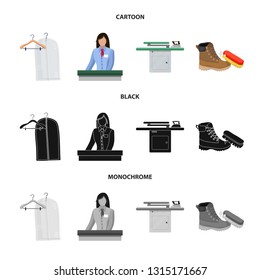 Isolated object of laundry and clean symbol. Collection of laundry and clothes stock vector illustration.