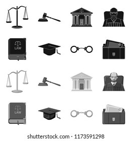 Isolated object of law and lawyer icon. Collection of law and justice vector icon for stock.