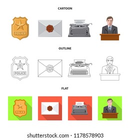 Isolated object of law and lawyer icon. Collection of law and justice vector icon for stock.