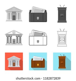 Isolated object of law and lawyer icon. Collection of law and justice stock vector illustration.