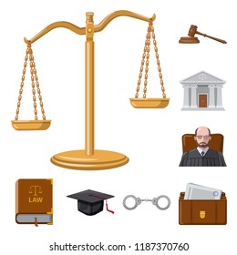 Isolated object of law and lawyer icon. Set of law and justice vector icon for stock.