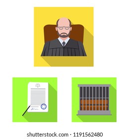 Isolated object of law and lawyer icon. Collection of law and justice stock symbol for web.