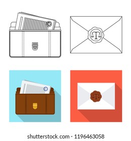 Isolated object of law and lawyer icon. Collection of law and justice stock vector illustration.
