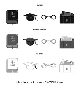Isolated object of law and lawyer icon. Set of law and justice vector icon for stock.