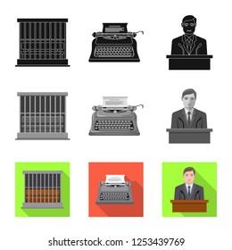 Isolated object of law and lawyer icon. Set of law and justice vector icon for stock.