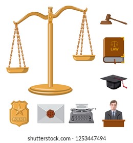 Isolated object of law and lawyer icon. Set of law and justice stock symbol for web.