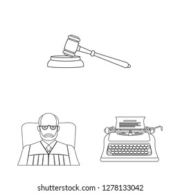 Isolated object of law and lawyer icon. Collection of law and justice vector icon for stock.