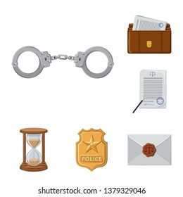 Isolated object of law and lawyer icon. Collection of law and justice stock vector illustration.