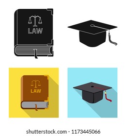 Isolated object of law and lawyer logo. Collection of law and justice stock symbol for web.