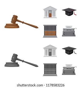 Isolated object of law and lawyer logo. Collection of law and justice stock vector illustration.