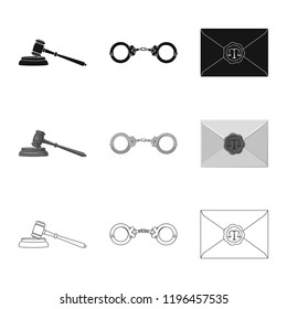 Isolated object of law and lawyer logo. Set of law and justice stock symbol for web.