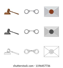 Isolated object of law and lawyer logo. Collection of law and justice stock symbol for web.