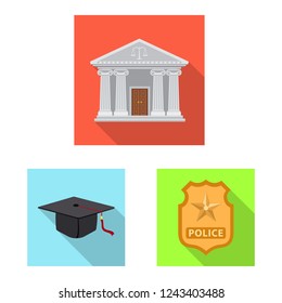 Isolated object of law and lawyer logo. Collection of law and justice stock vector illustration.