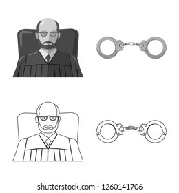Isolated object of law and lawyer logo. Collection of law and justice stock vector illustration.
