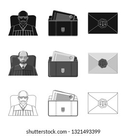 Isolated object of law and lawyer logo. Set of law and justice vector icon for stock.