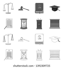 Isolated object of law and lawyer logo. Set of law and justice vector icon for stock.