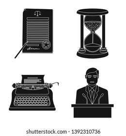 Isolated object of law and lawyer logo. Collection of law and justice vector icon for stock.