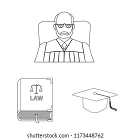 Isolated object of law and lawyer sign. Collection of law and justice vector icon for stock.