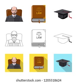 Isolated object of law and lawyer sign. Set of law and justice stock vector illustration.