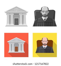 Isolated object of law and lawyer sign. Collection of law and justice stock vector illustration.