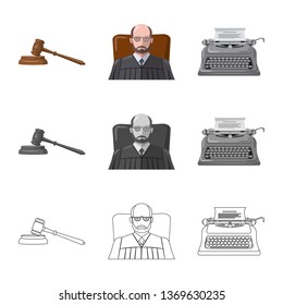 Isolated object of law and lawyer sign. Set of law and justice vector icon for stock.