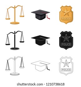 Isolated object of law and lawyer symbol. Set of law and justice vector icon for stock.