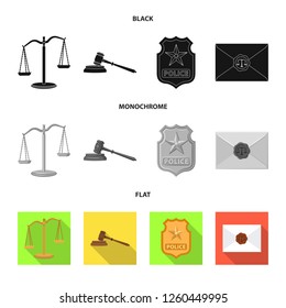 Isolated object of law and lawyer symbol. Collection of law and justice stock vector illustration.