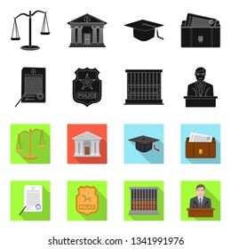 Isolated object of law and lawyer symbol. Set of law and justice vector icon for stock.