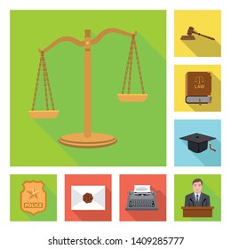 Isolated object of law and lawyer symbol. Set of law and justice vector icon for stock.