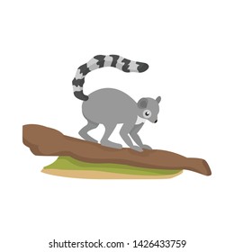 Isolated object of lemur and monkey sign. Collection of lemur and tree stock symbol for web.