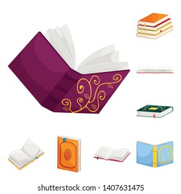 Isolated object of library and bookstore  icon. Set of library and literature  stock vector illustration.