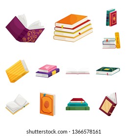 Isolated object of library and bookstore  logo. Collection of library and literature  vector icon for stock.
