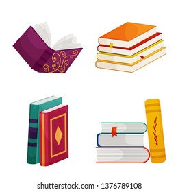 Isolated object of library and bookstore  sign. Collection of library and literature  vector icon for stock.