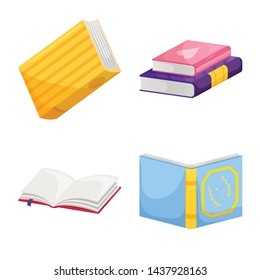Isolated object of library and bookstore sign. Collection of library and literature vector icon for stock.