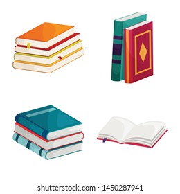 Isolated object of library and bookstore sign. Set of library and literature vector icon for stock.
