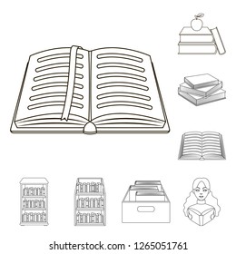 Isolated object of  and  library  sign. Collection of  and textbook  vector icon for stock.