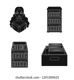 Isolated object of  and  library  sign. Collection of  and textbook  stock vector illustration.